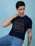 Mens Chest Typography Printed Round Neck Half Sleeves Tshirt