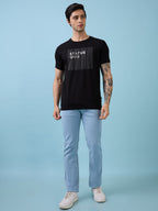 Mens Chest Typography Printed Round Neck Half Sleeves Tshirt