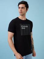 Mens Chest Typography Printed Round Neck Half Sleeves Tshirt