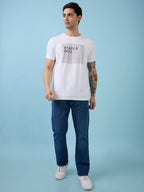 Mens Chest Typography Printed Round Neck Half Sleeves Tshirt