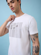 Mens Chest Typography Printed Round Neck Half Sleeves Tshirt