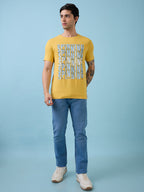 Mens Full-Front Typography Printed Round Neck Half Sleeves Tshirt