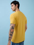 Mens Full-Front Typography Printed Round Neck Half Sleeves Tshirt