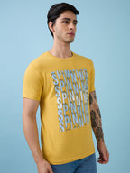 Mens Full-Front Typography Printed Round Neck Half Sleeves Tshirt