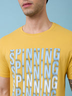 Mens Full-Front Typography Printed Round Neck Half Sleeves Tshirt