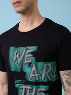 Mens Full-Front Typography Printed Round Neck Half Sleeves Tshirt