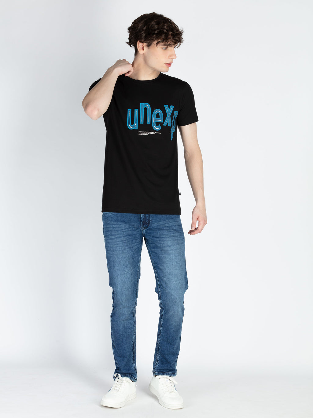 Mens Front Printed Round Neck T-Shirt