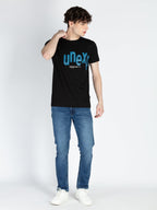 Mens Front Printed Round Neck T-Shirt