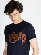 Mens Front Printed Round Neck T-Shirt