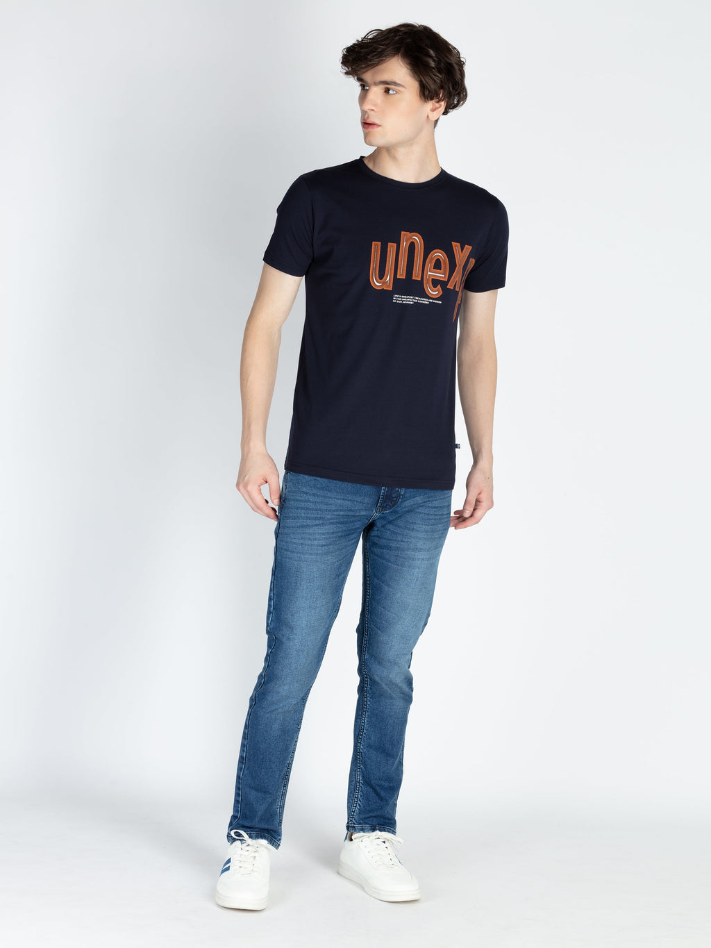 Mens Front Printed Round Neck T-Shirt