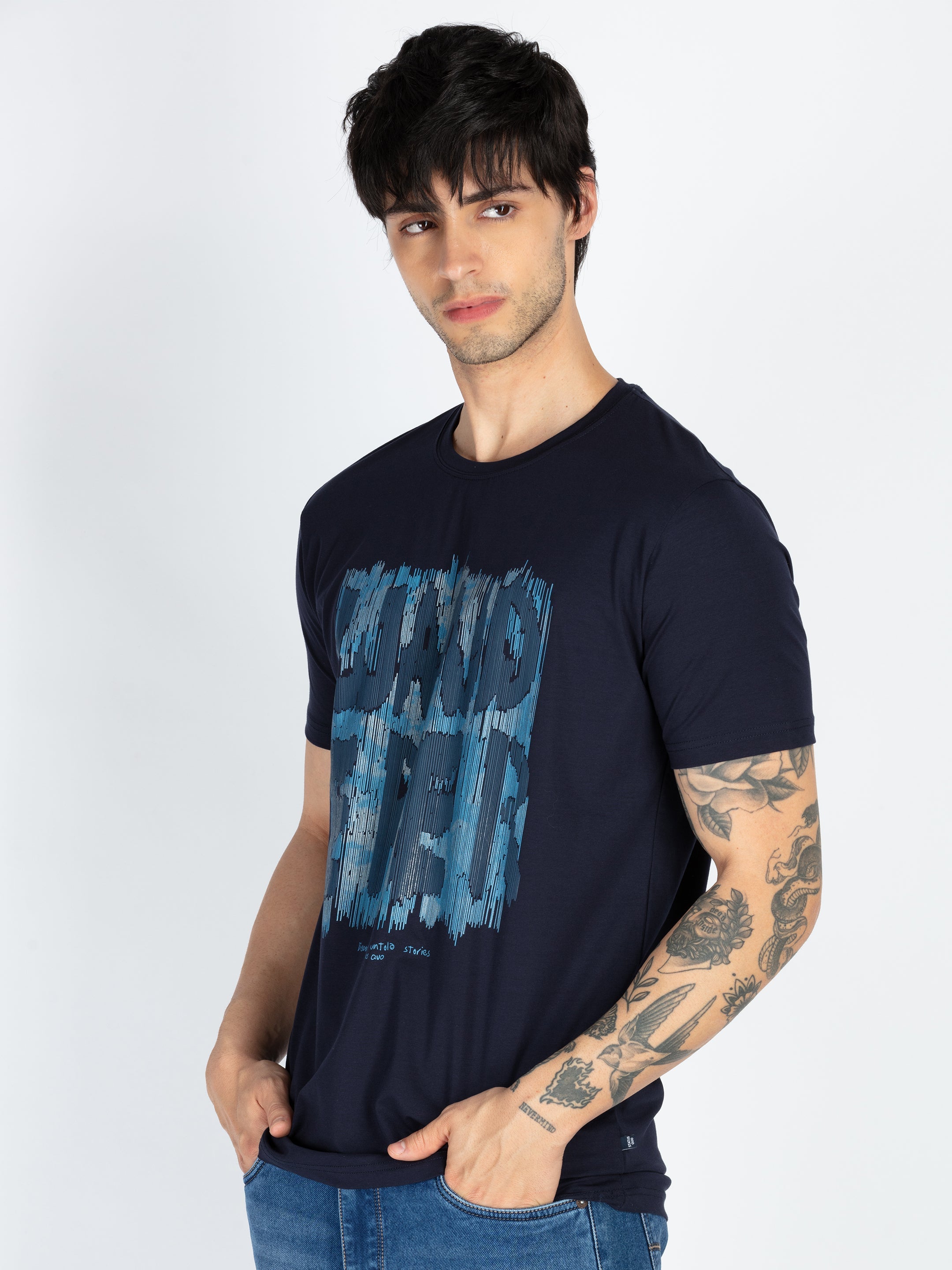 Mens Printed Round Neck T-Shirt