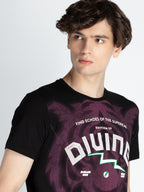 Mens Front Printed Round Neck T-Shirt