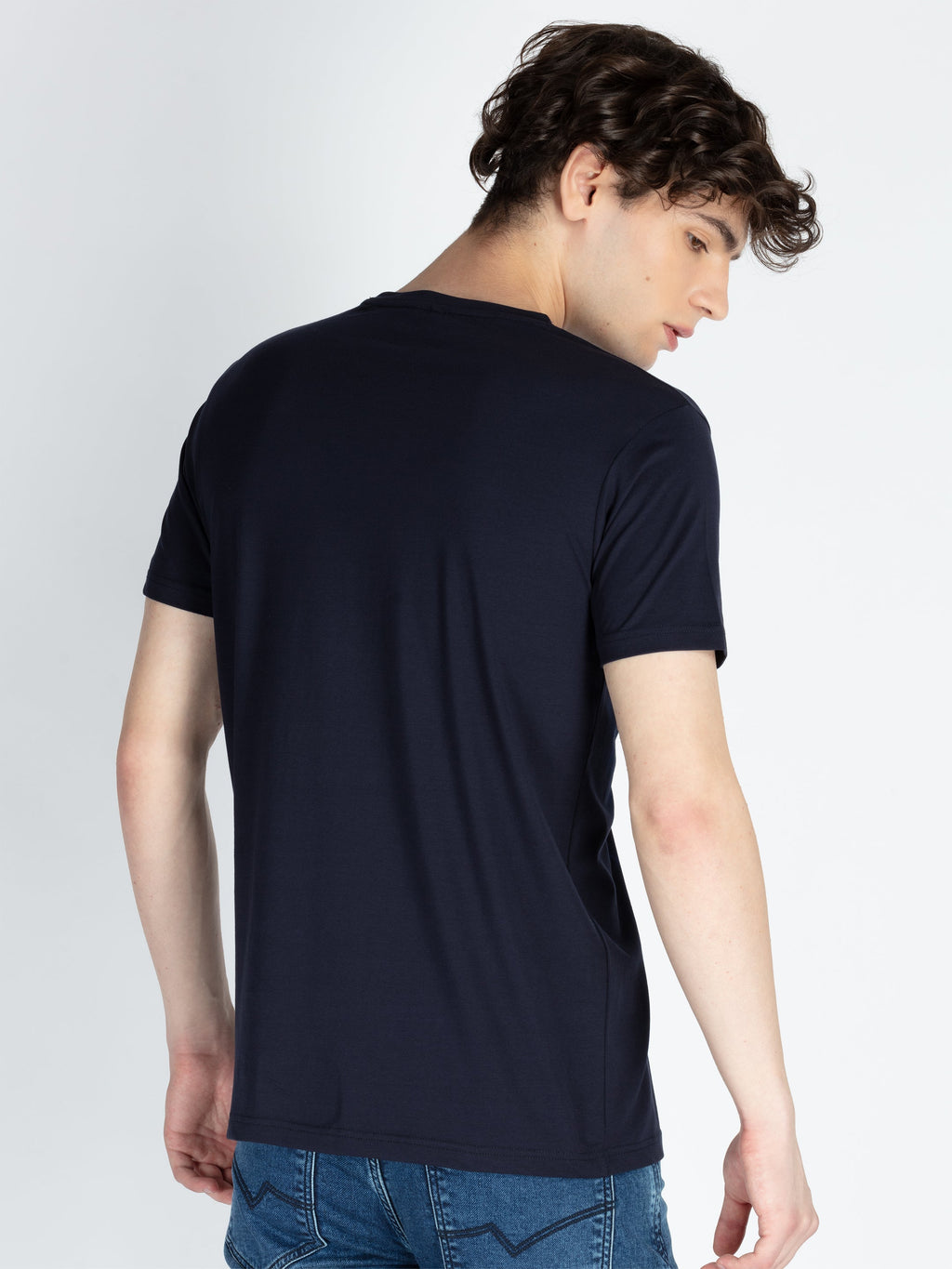 Mens Front Printed Round Neck T-Shirt