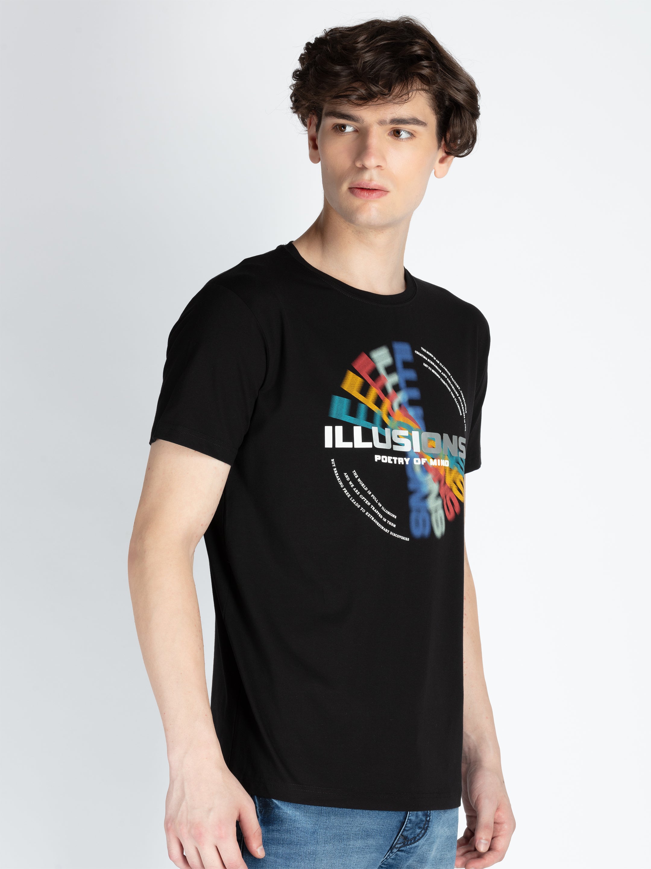 Mens Front Printed Round Neck T-Shirt Secondary image