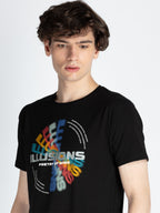 Mens Front Printed Round Neck T-Shirt