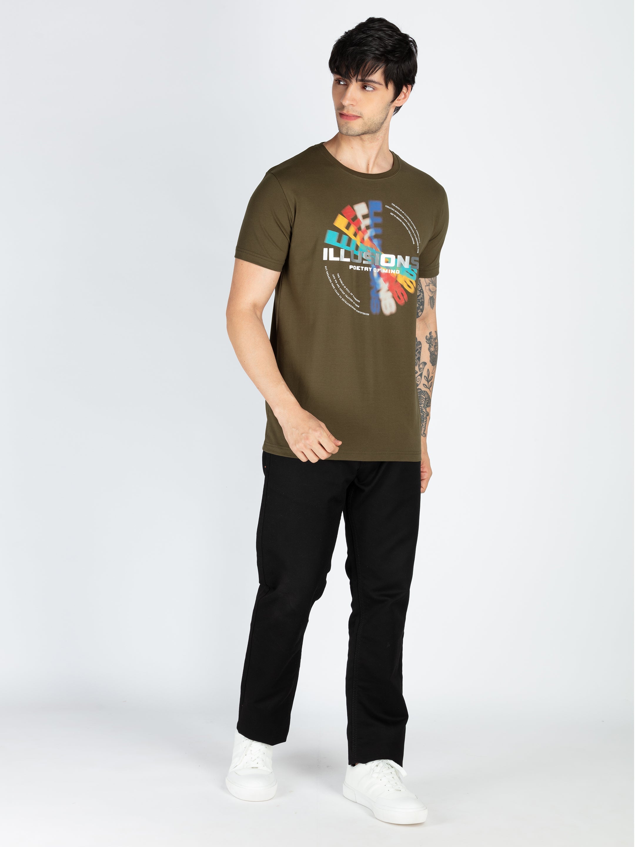 Mens Printed Round Neck T-Shirt