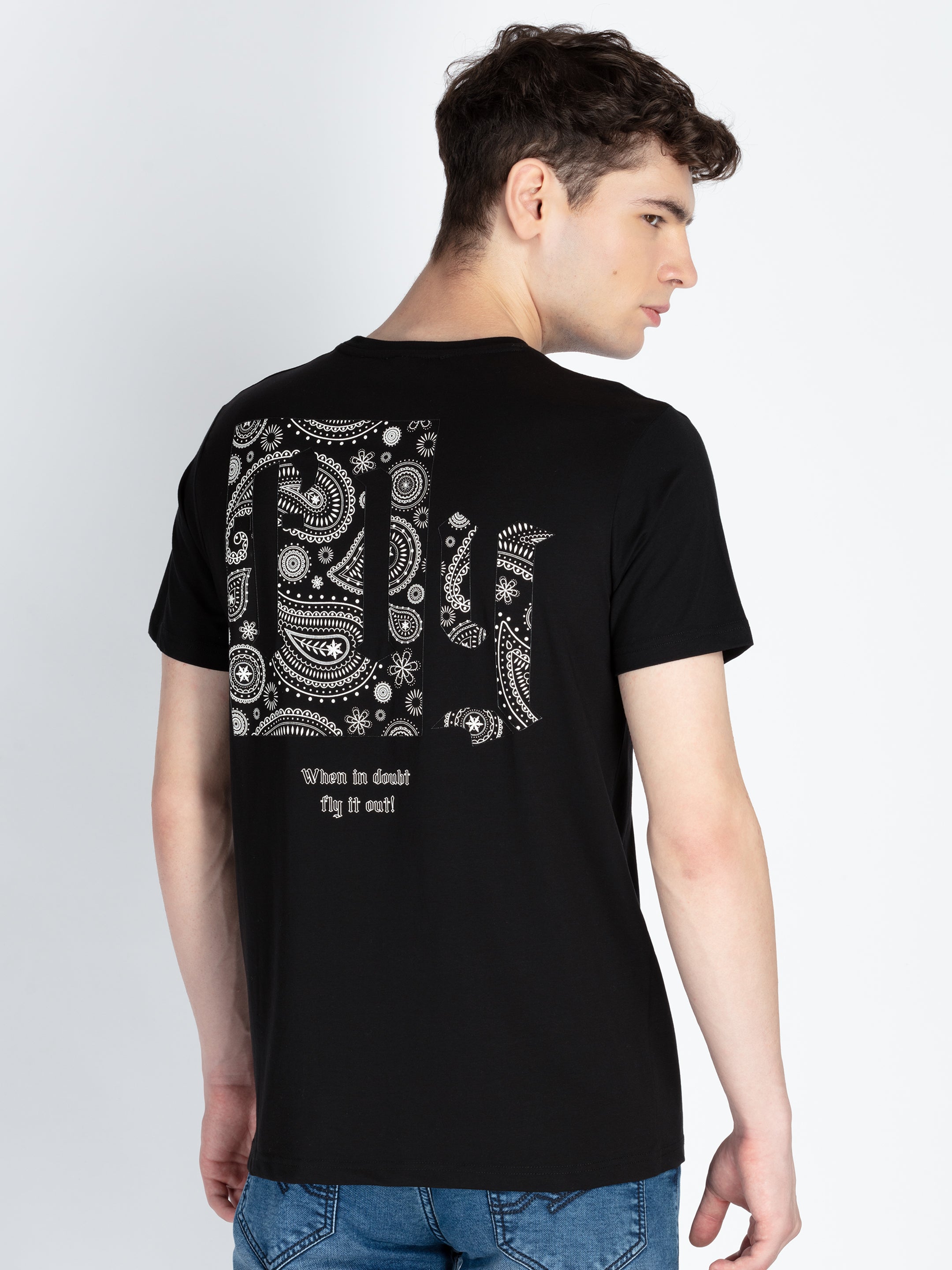 Mens Front & Back Print Round Neck T-Shirt