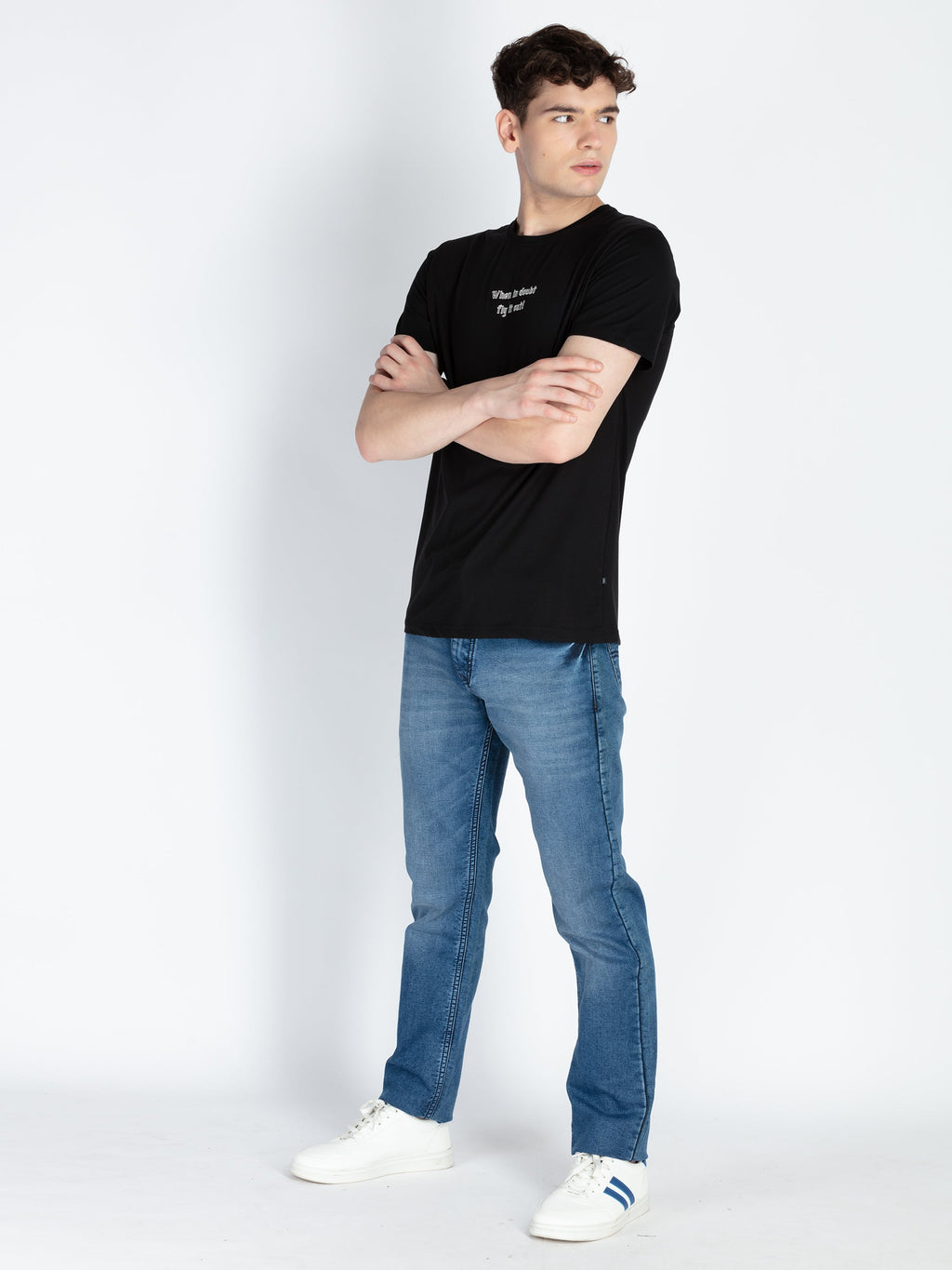 Mens Front & Back Print Round Neck T-Shirt