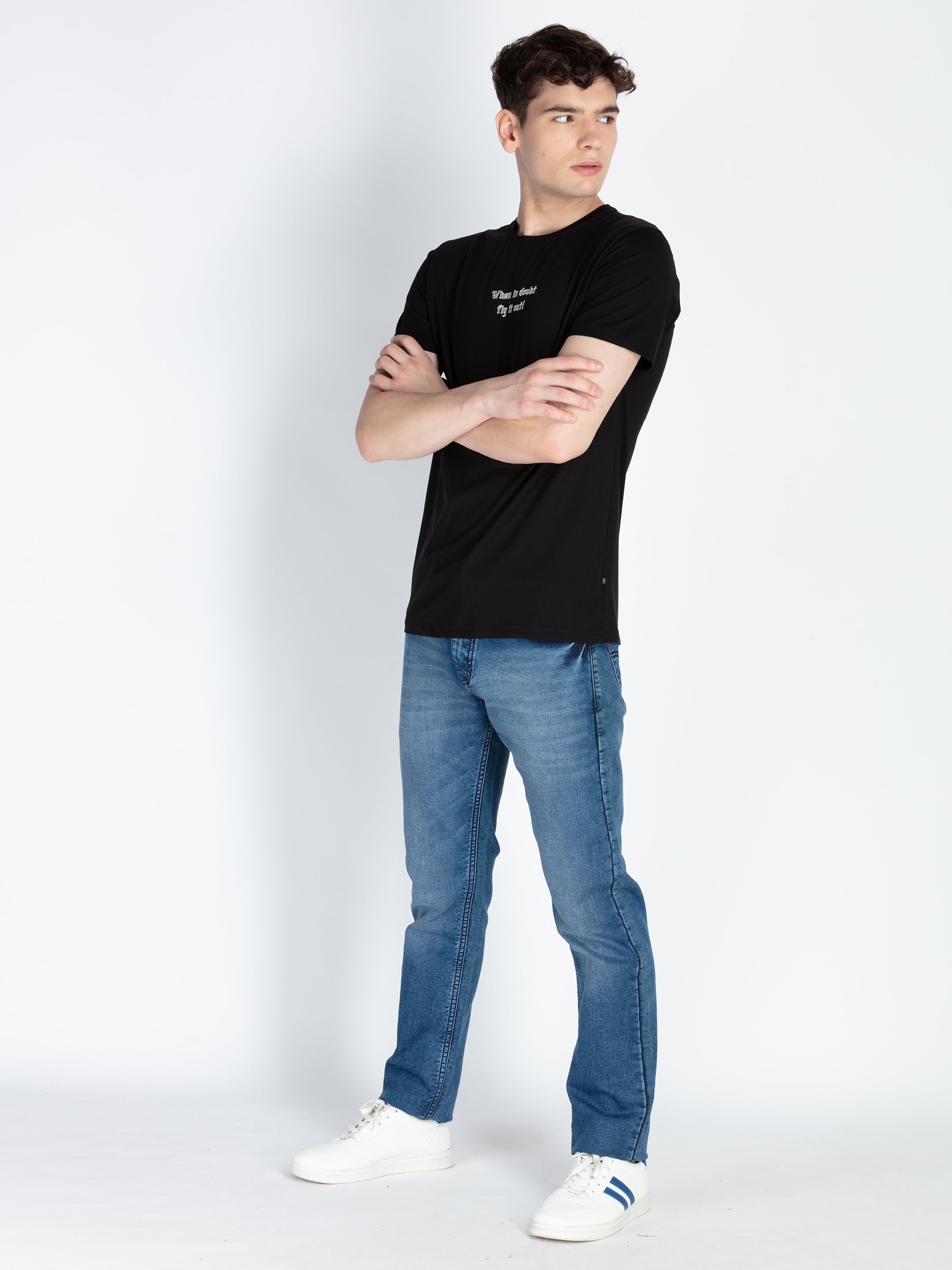 Mens Front & Back Print Round Neck T-Shirt