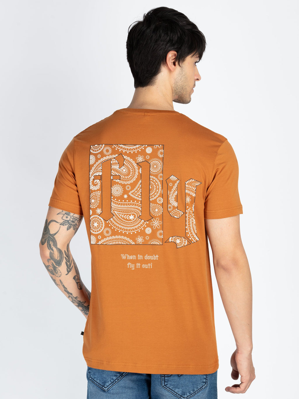 Mens Front & Back Printed Round Neck T-Shirt