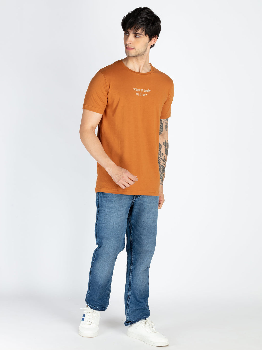 Mens Front & Back Printed Round Neck T-Shirt