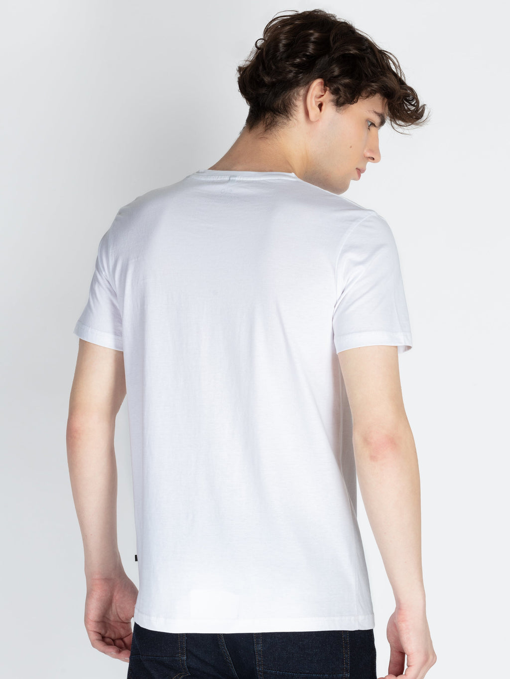 Mens Front Printed Round Neck T-Shirt
