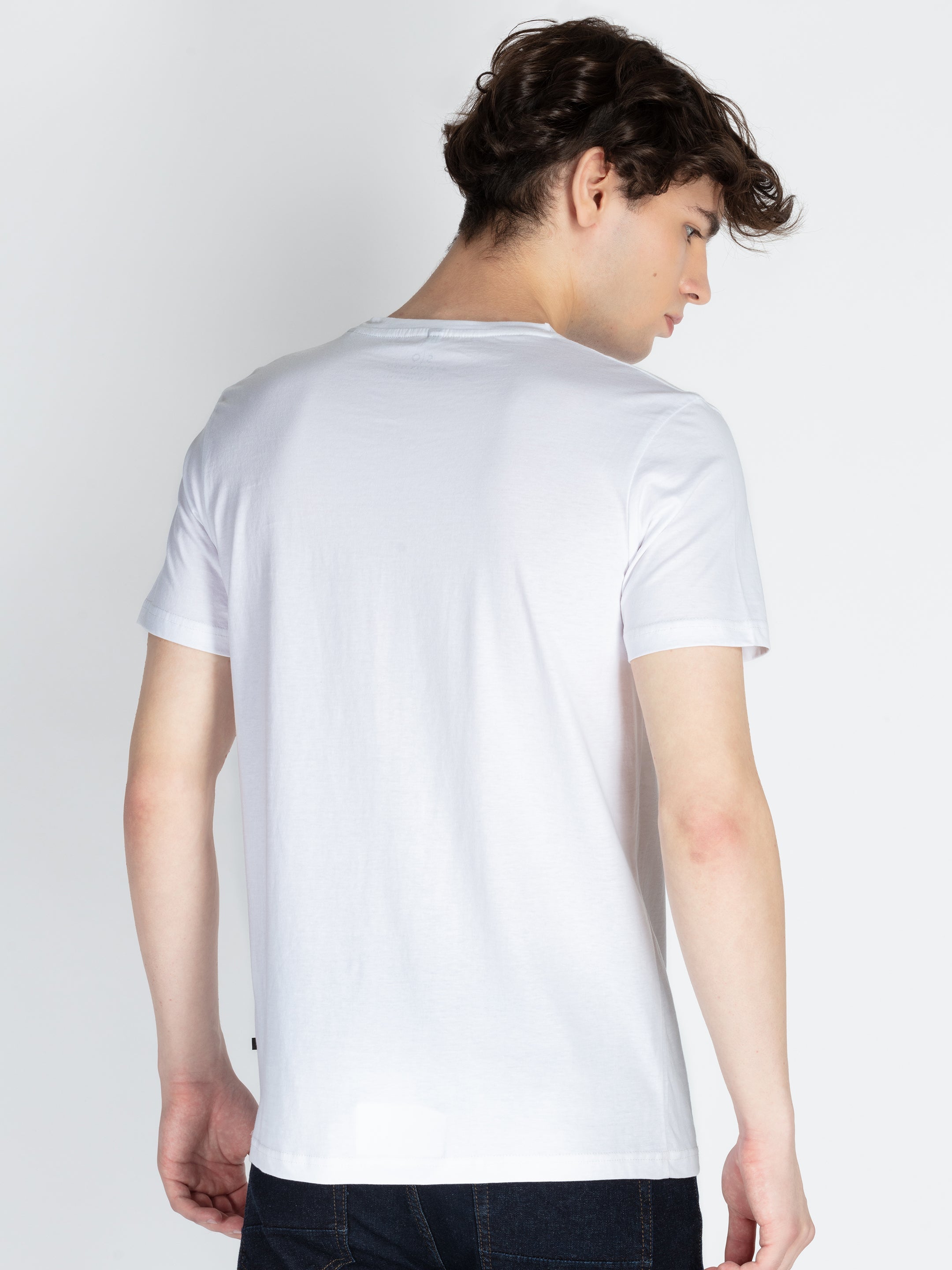 Mens Front Printed Round Neck T-Shirt