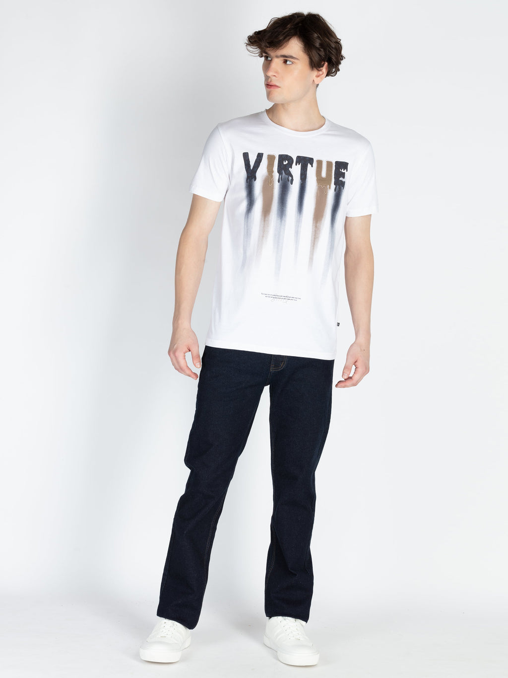 Mens Front Printed Round Neck T-Shirt