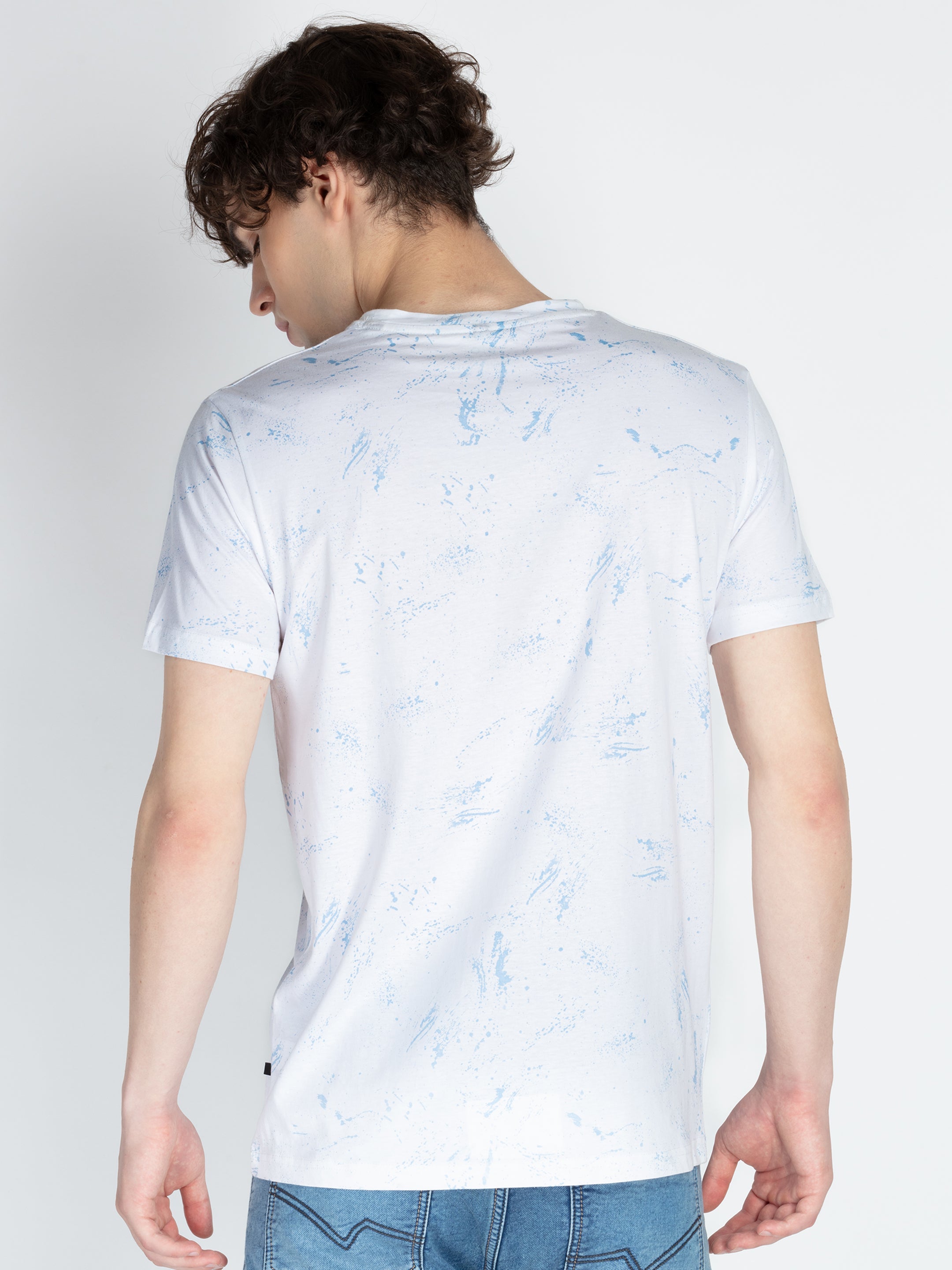 Mens All Over Printed Round Neck T-Shirt