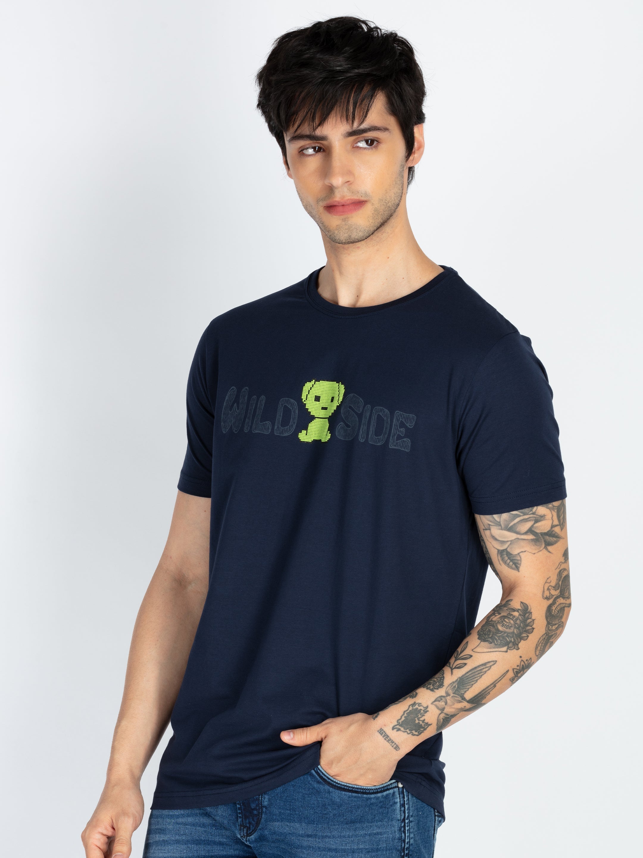 Mens Front & Back Printed Round Neck T-Shirt Secondary image