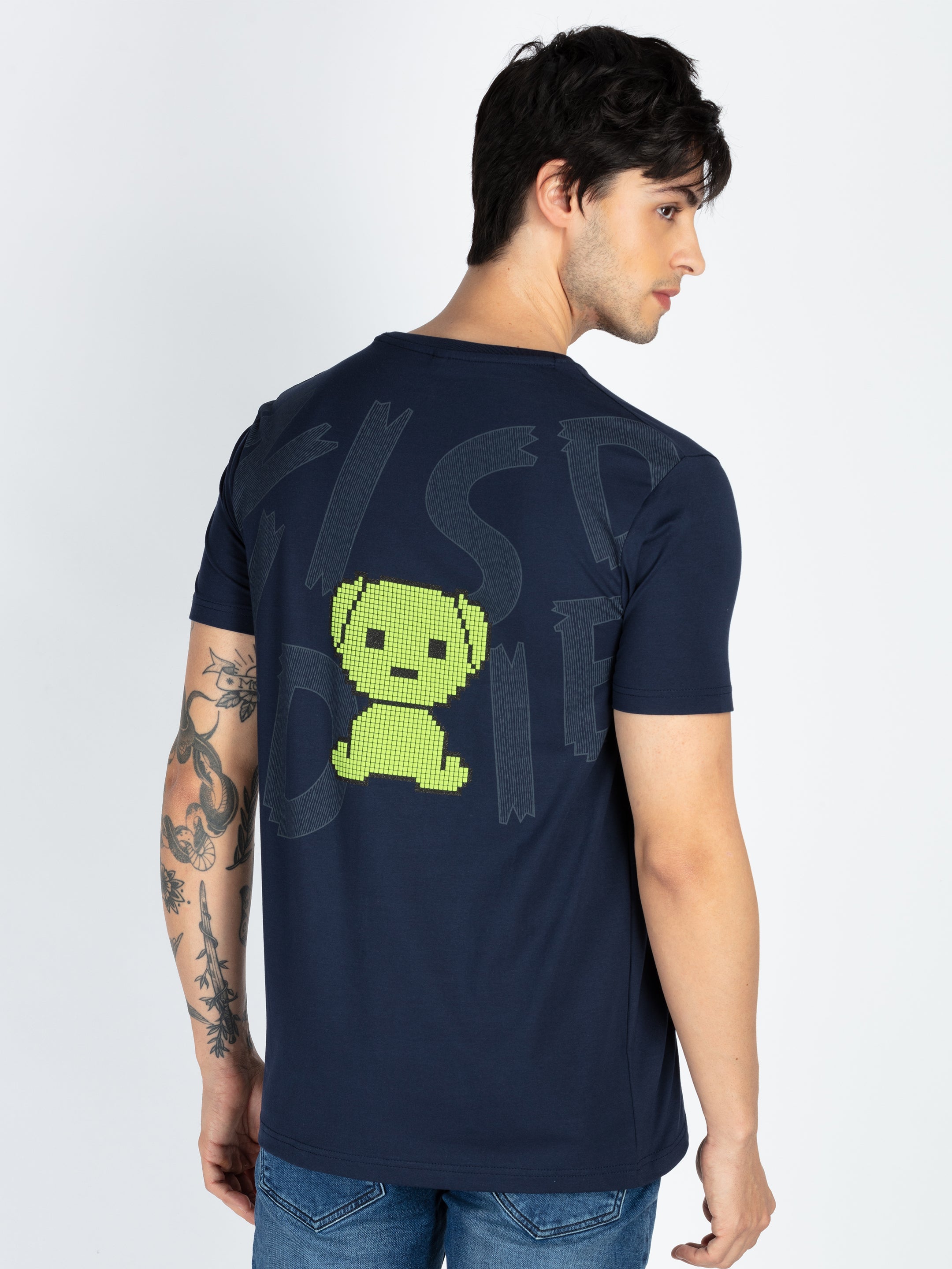 Mens Front & Back Printed Round Neck T-Shirt