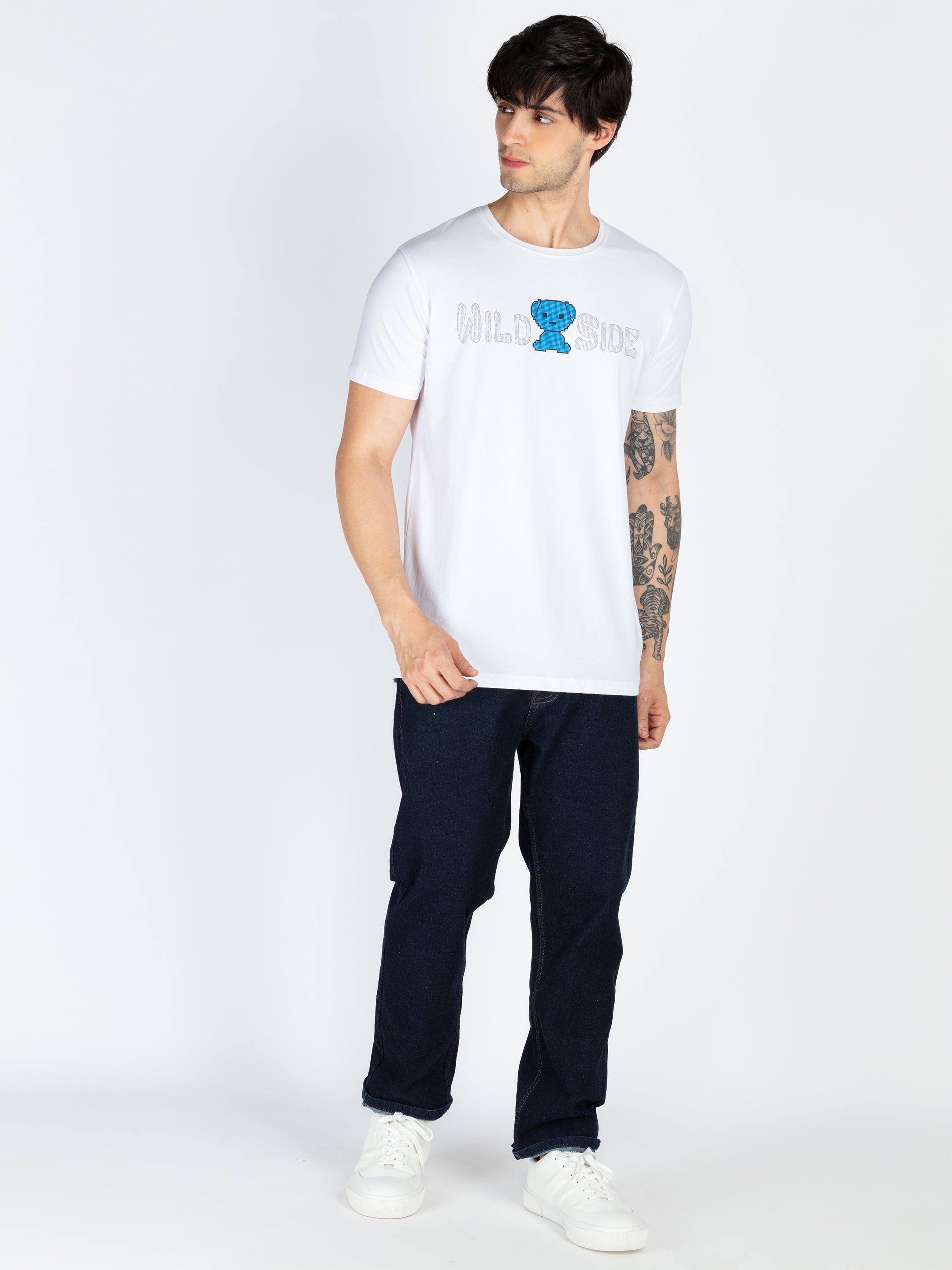 Mens Front & Back Printed Round Neck T-Shirt