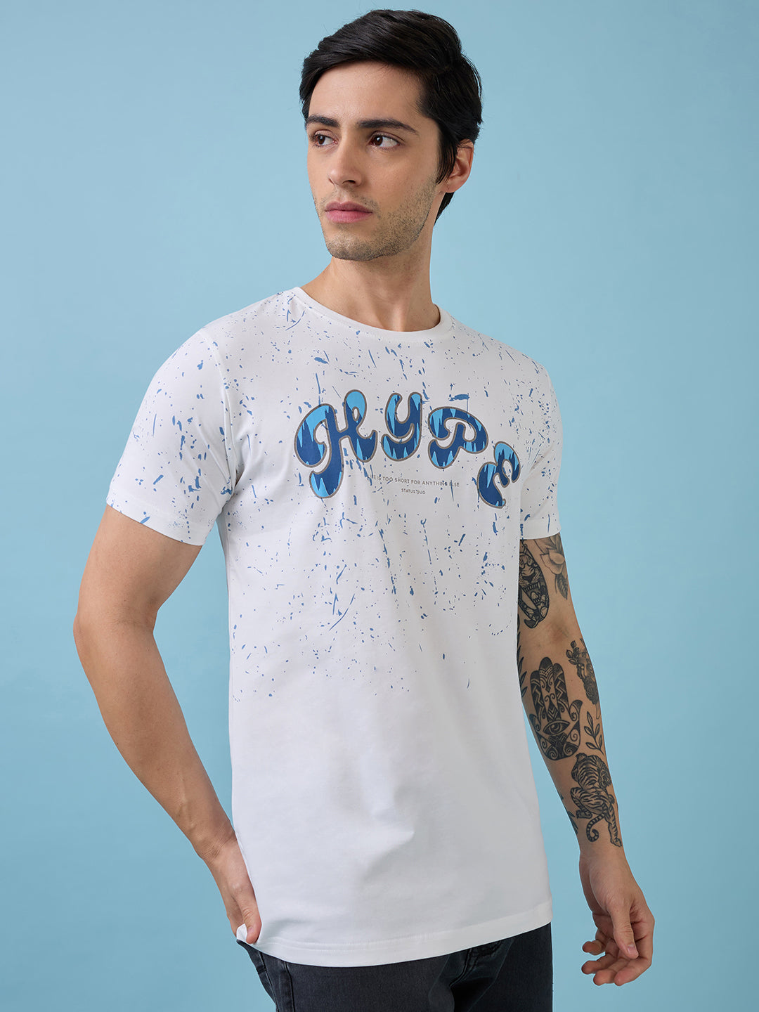 Mens Chest Typography Printed Round Neck Half Sleeves Tshirt Secondary image