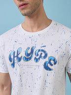 Mens Chest Typography Printed Round Neck Half Sleeves Tshirt