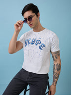 Mens Chest Typography Printed Round Neck Half Sleeves Tshirt