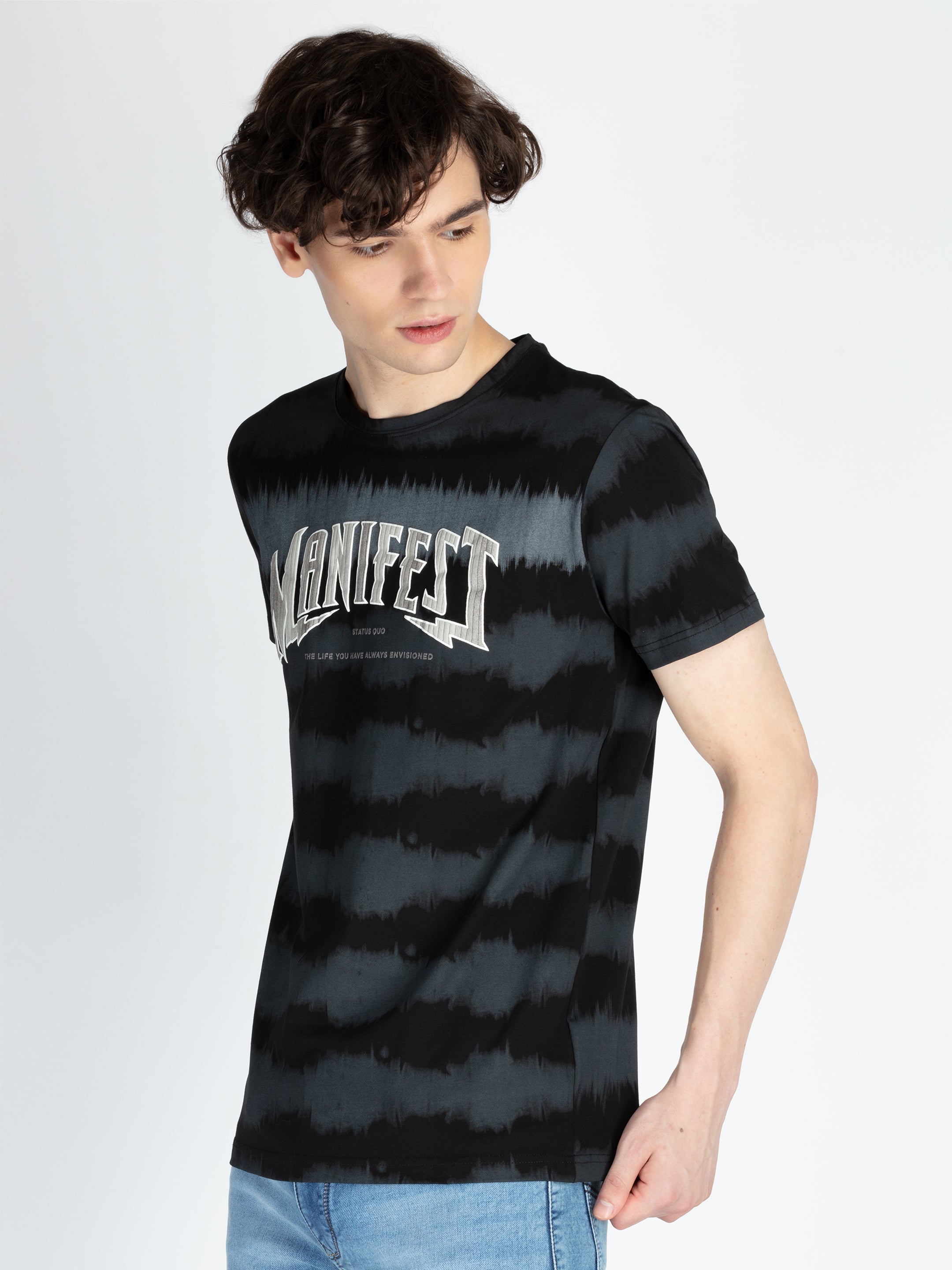 Mens All Over Printed Round Neck T-Shirt