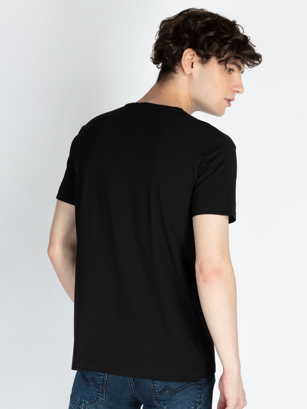 Mens Front Printed Round Neck T-Shirt