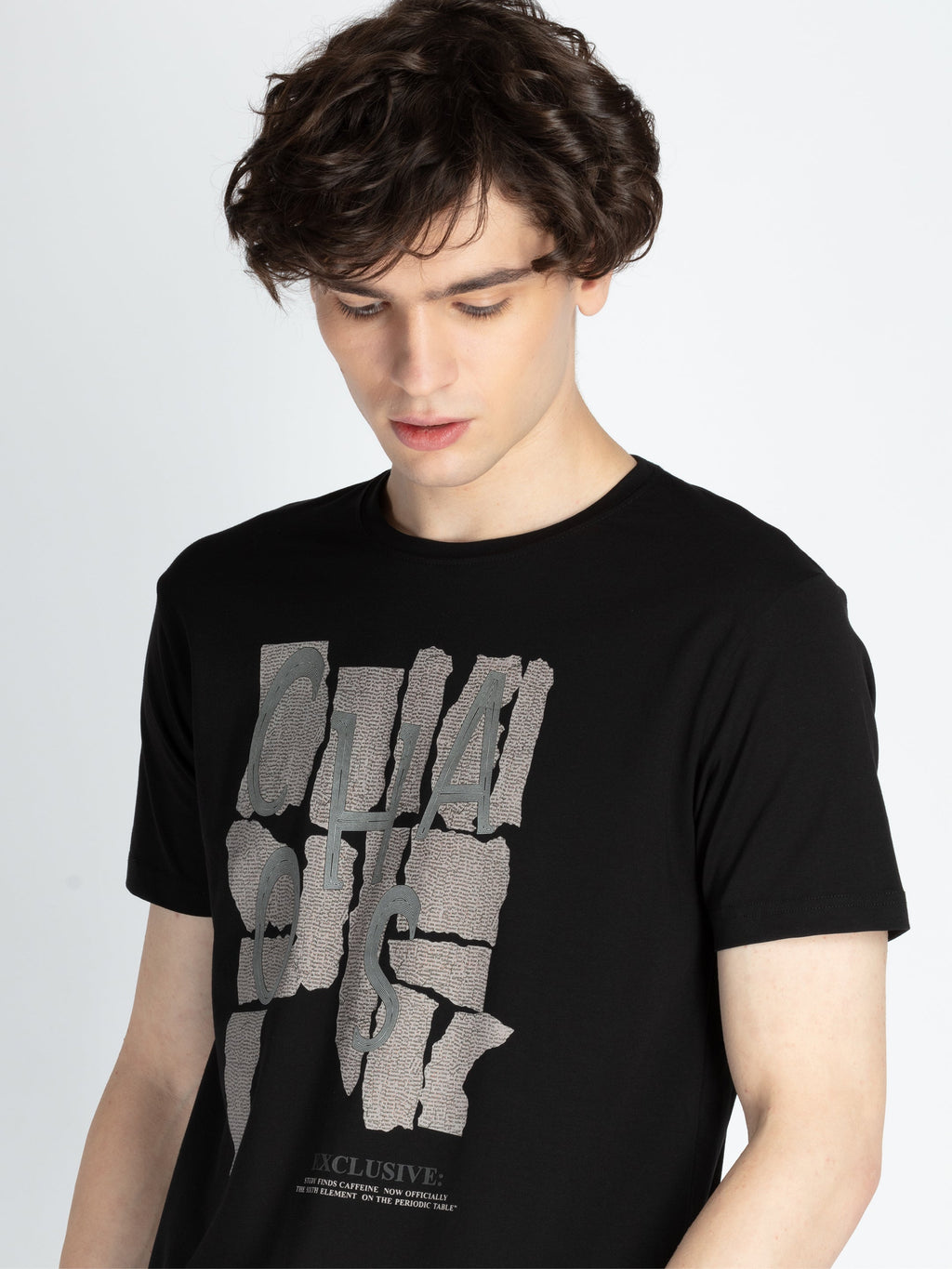 Mens Front Printed Round Neck T-Shirt