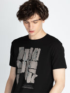 Mens Front Printed Round Neck T-Shirt