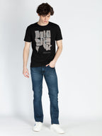 Mens Front Printed Round Neck T-Shirt