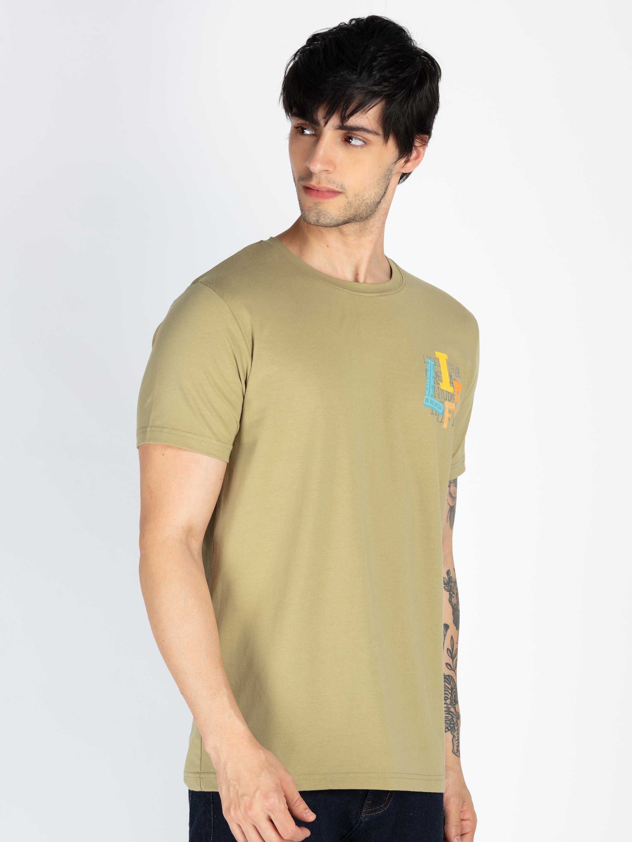 Mens Front & Back Printed Round Neck T-Shirt