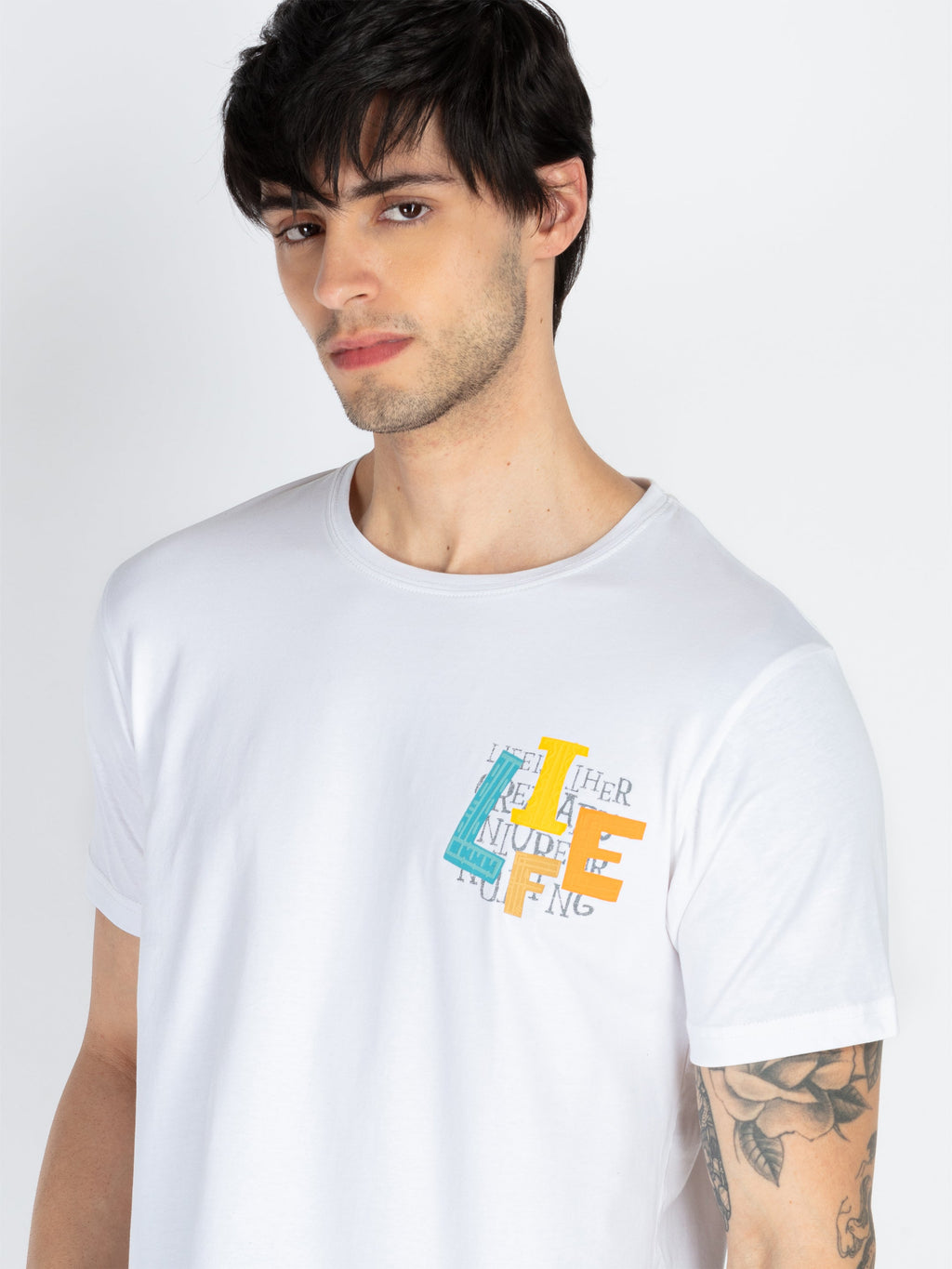 Mens Front & Back Printed Round Neck T-Shirt