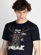 Mens Front Printed Round Neck T-Shirt