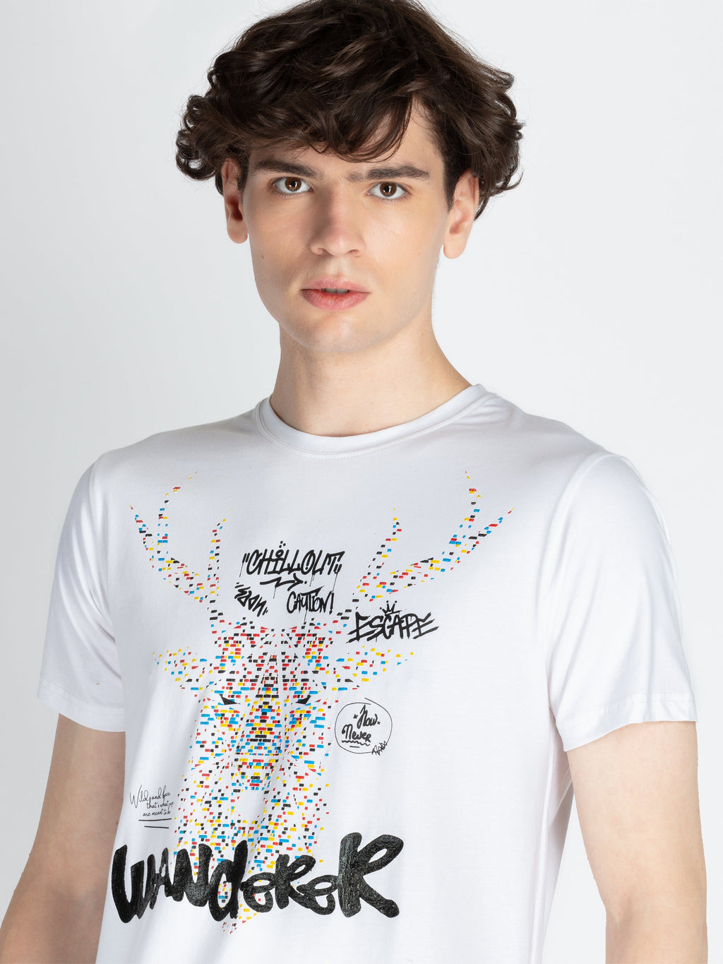 Mens Front Printed Round Neck T-Shirt
