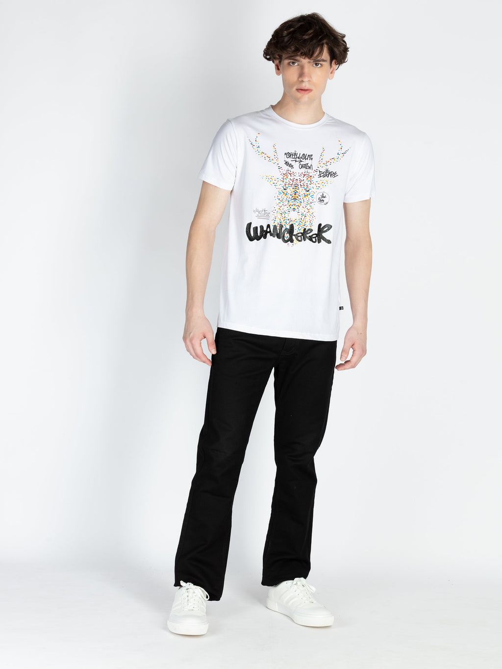 Mens Front Printed Round Neck T-Shirt