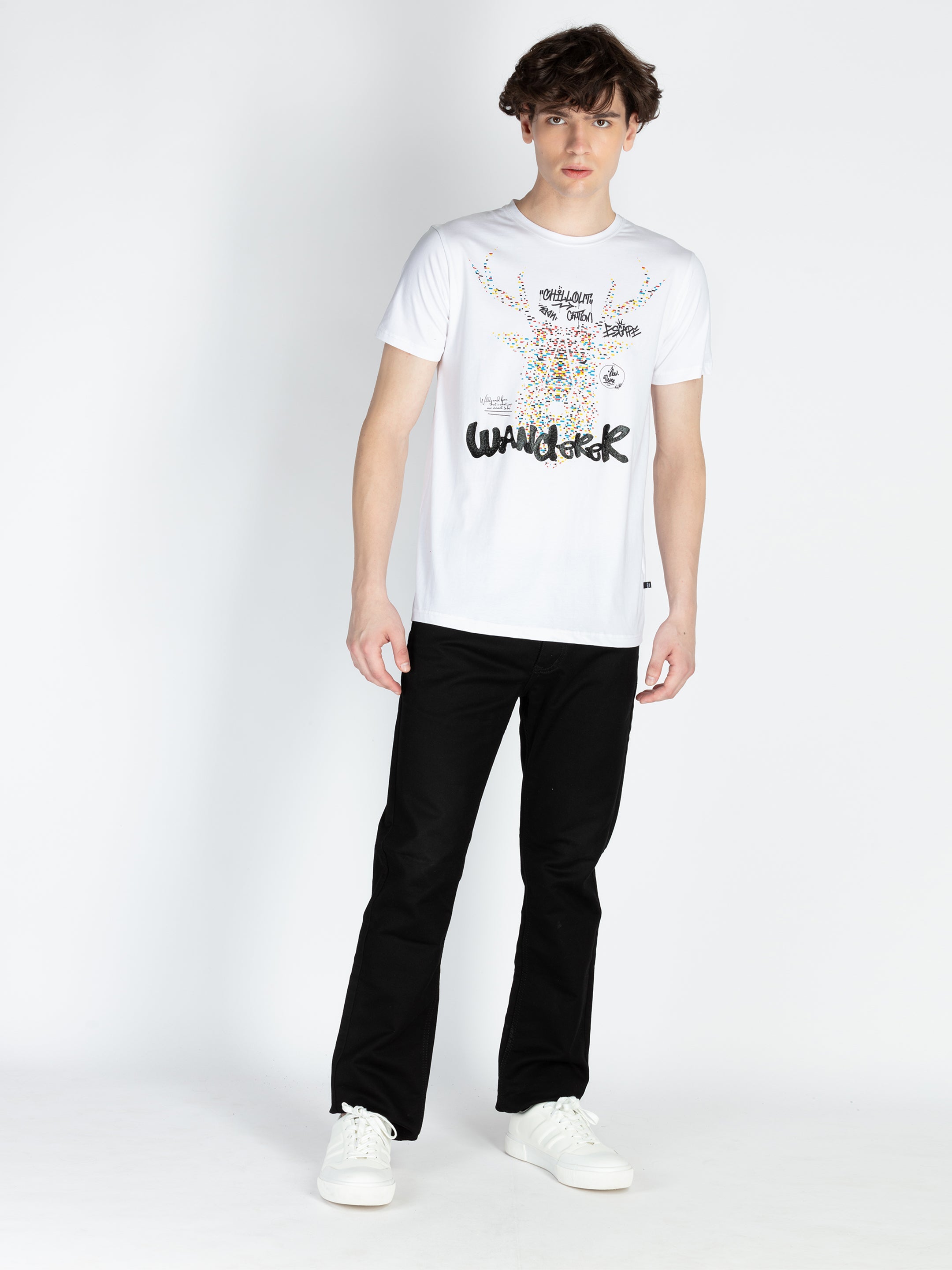 Mens Front Printed Round Neck T-Shirt