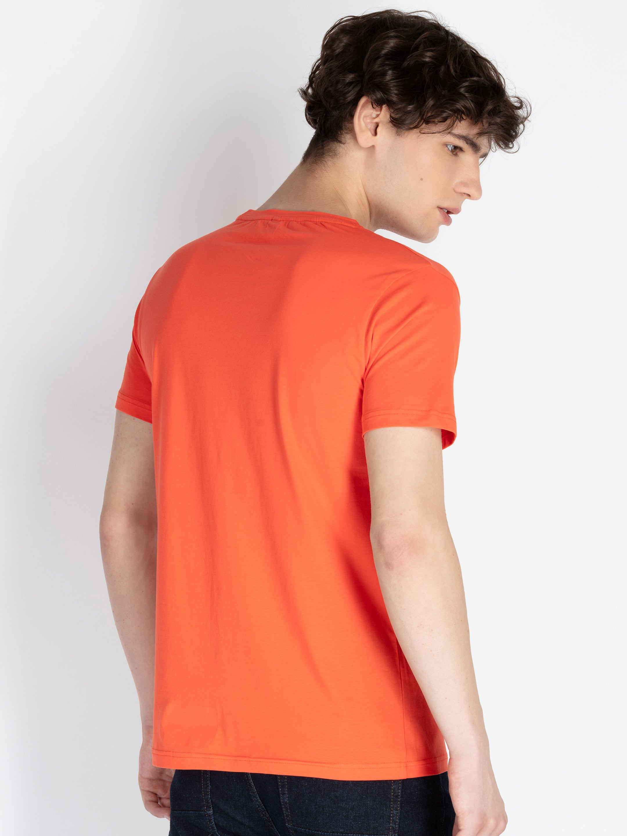 Mens Front Printed Round Neck T-Shirt
