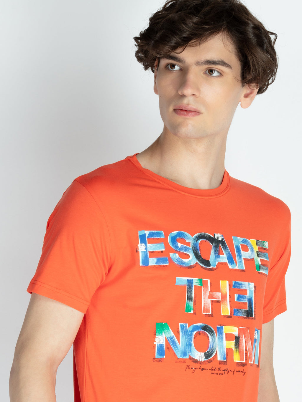 Mens Front Printed Round Neck T-Shirt