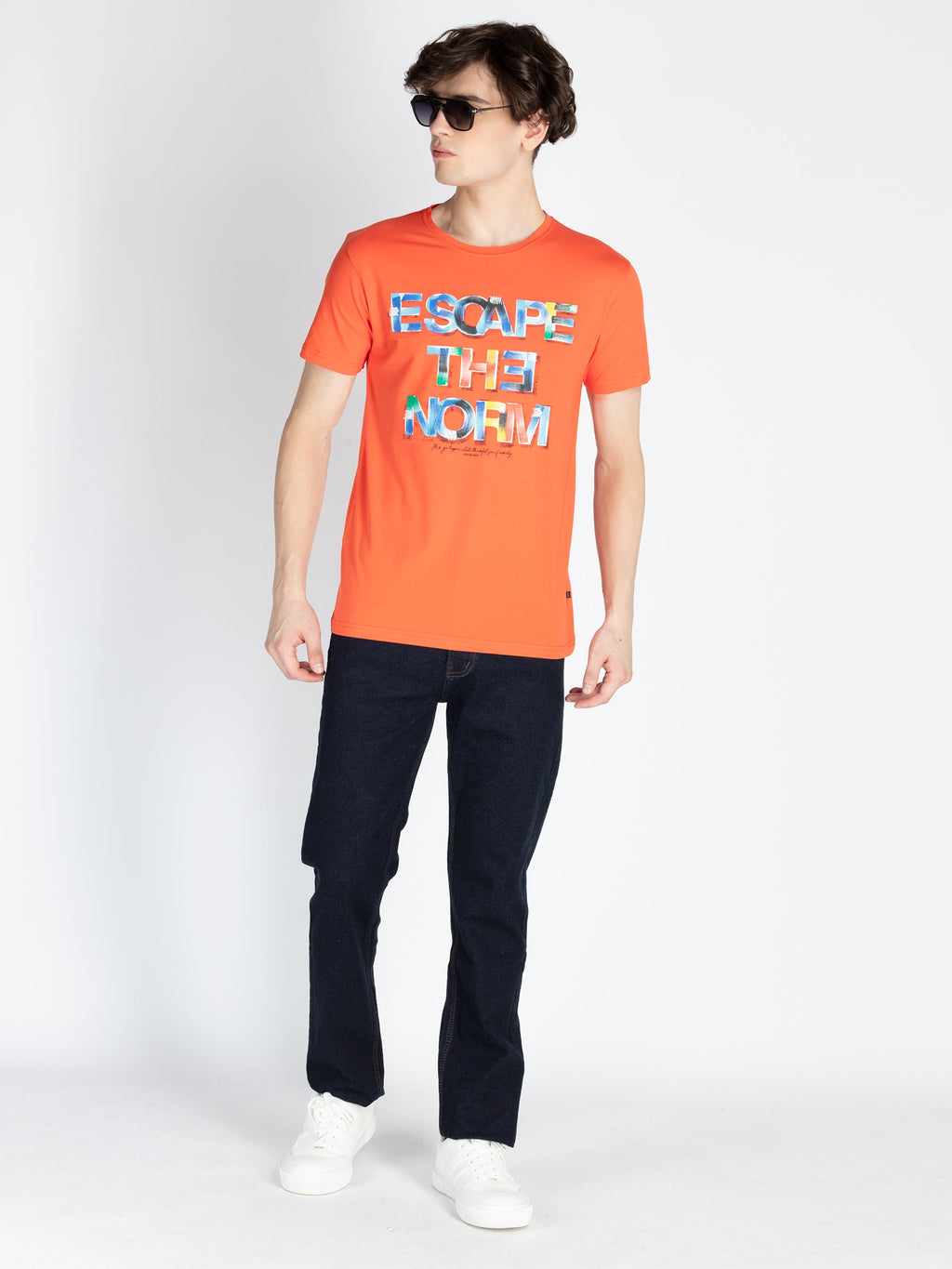 Mens Front Printed Round Neck T-Shirt