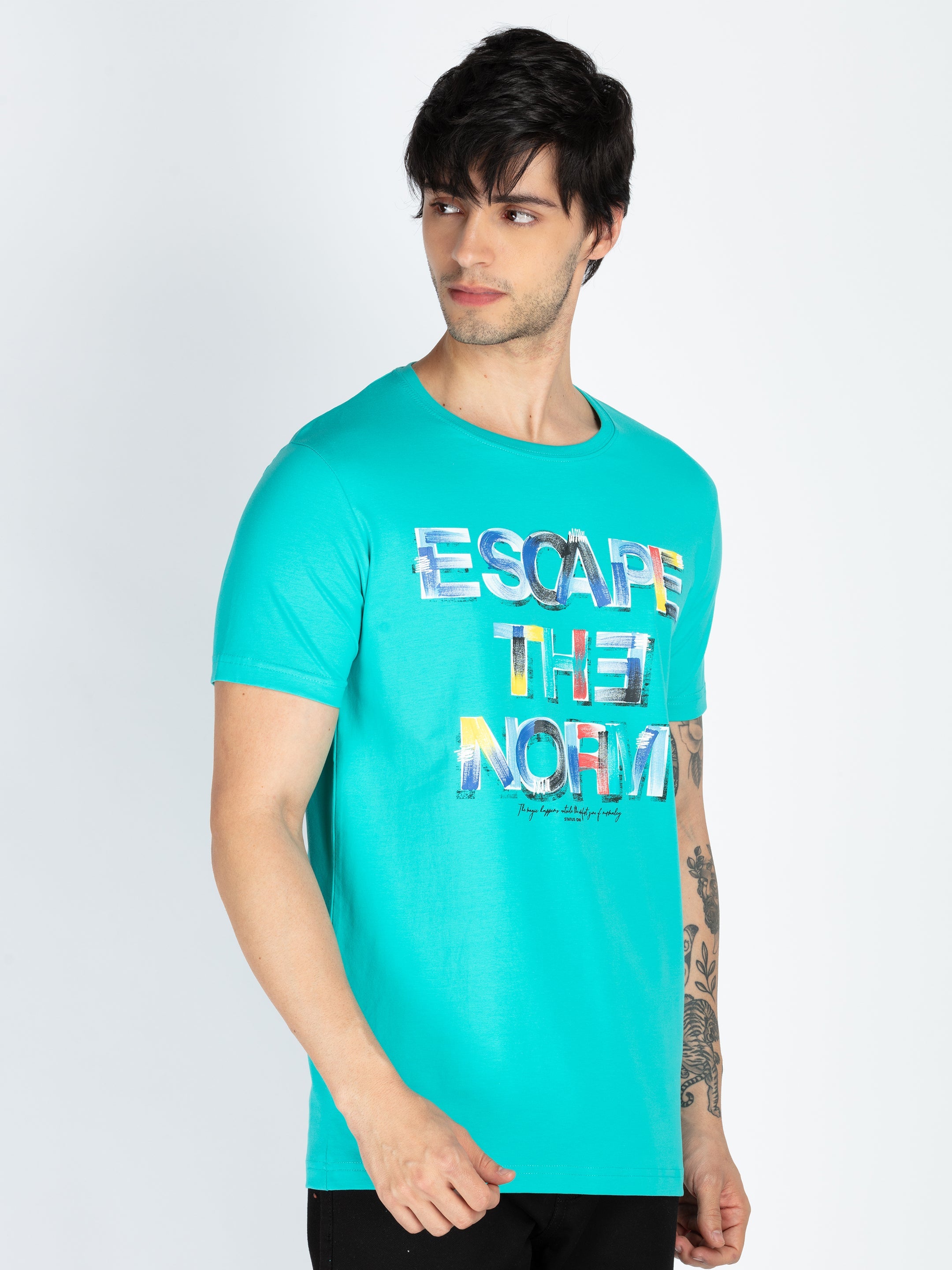 Mens Printed Round Neck T-Shirt